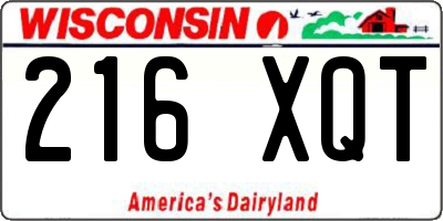 WI license plate 216XQT
