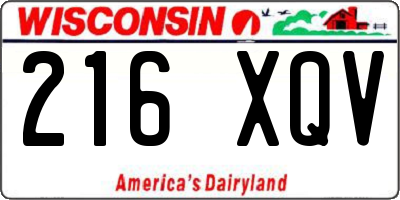 WI license plate 216XQV