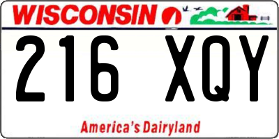 WI license plate 216XQY