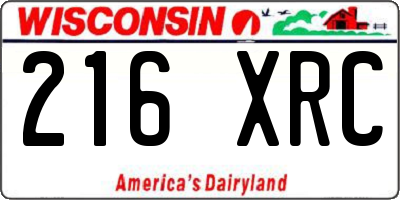 WI license plate 216XRC