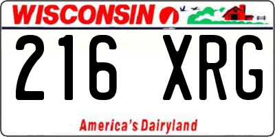 WI license plate 216XRG