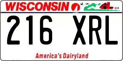WI license plate 216XRL