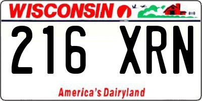 WI license plate 216XRN