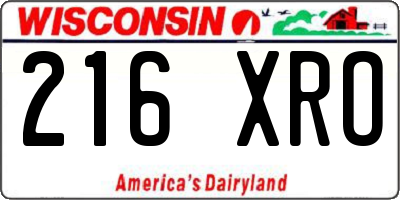 WI license plate 216XRO