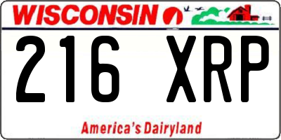 WI license plate 216XRP