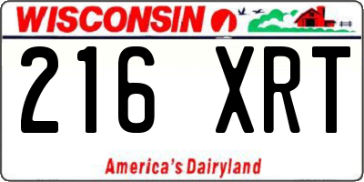 WI license plate 216XRT