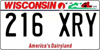 WI license plate 216XRY