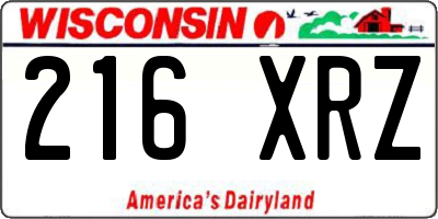 WI license plate 216XRZ