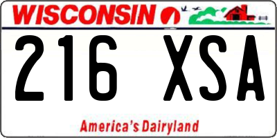 WI license plate 216XSA