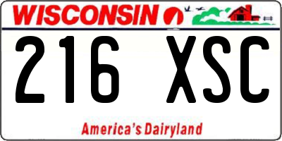 WI license plate 216XSC