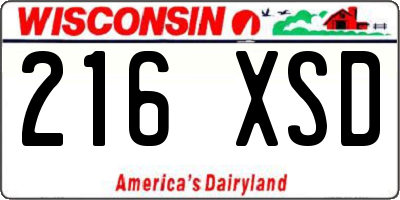 WI license plate 216XSD
