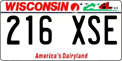 WI license plate 216XSE