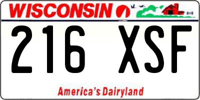 WI license plate 216XSF