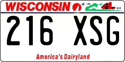 WI license plate 216XSG