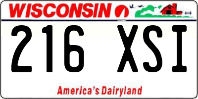 WI license plate 216XSI