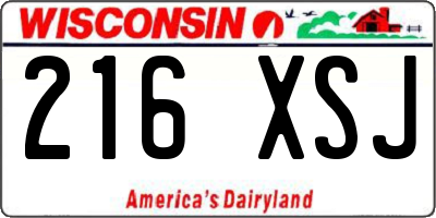 WI license plate 216XSJ