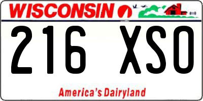 WI license plate 216XSO