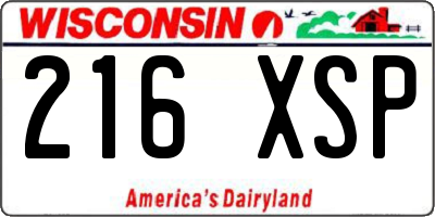 WI license plate 216XSP