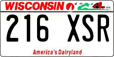 WI license plate 216XSR