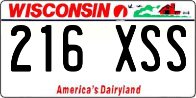 WI license plate 216XSS