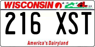 WI license plate 216XST