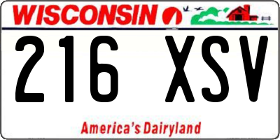 WI license plate 216XSV