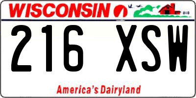 WI license plate 216XSW