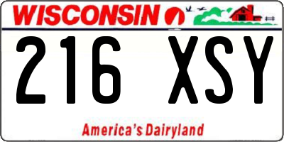 WI license plate 216XSY