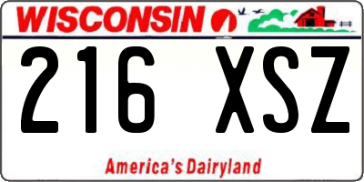 WI license plate 216XSZ