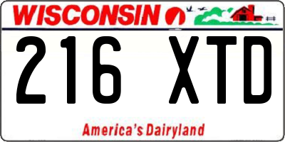 WI license plate 216XTD