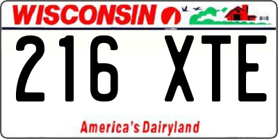 WI license plate 216XTE