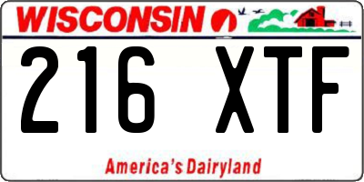 WI license plate 216XTF
