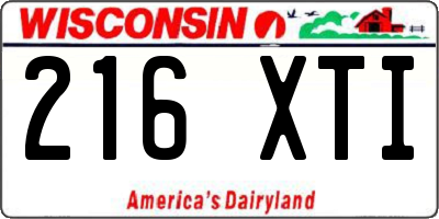 WI license plate 216XTI
