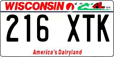 WI license plate 216XTK