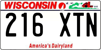 WI license plate 216XTN
