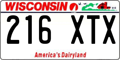 WI license plate 216XTX