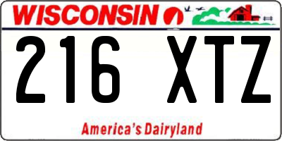 WI license plate 216XTZ