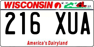 WI license plate 216XUA