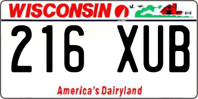 WI license plate 216XUB