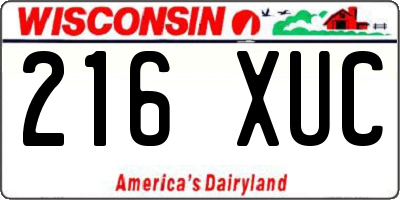 WI license plate 216XUC