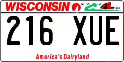 WI license plate 216XUE
