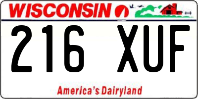 WI license plate 216XUF
