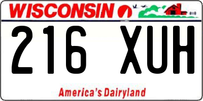WI license plate 216XUH
