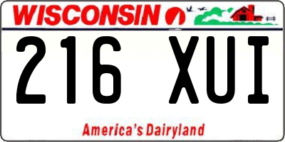 WI license plate 216XUI