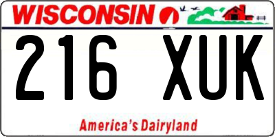 WI license plate 216XUK