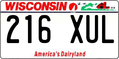 WI license plate 216XUL