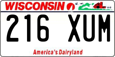 WI license plate 216XUM