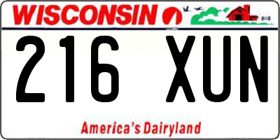 WI license plate 216XUN