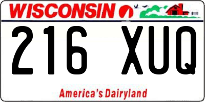 WI license plate 216XUQ