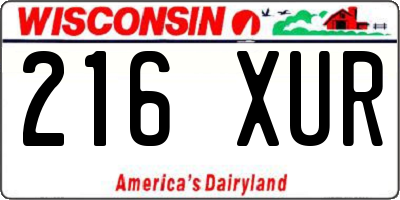 WI license plate 216XUR